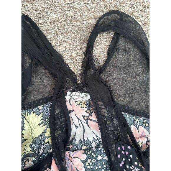 free people intimately Longwood Printed Slip Mini Dress Black Multi Sleeveless S - Picture 4 of 11